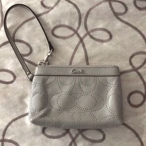 Coach Gray Wristlet Bag